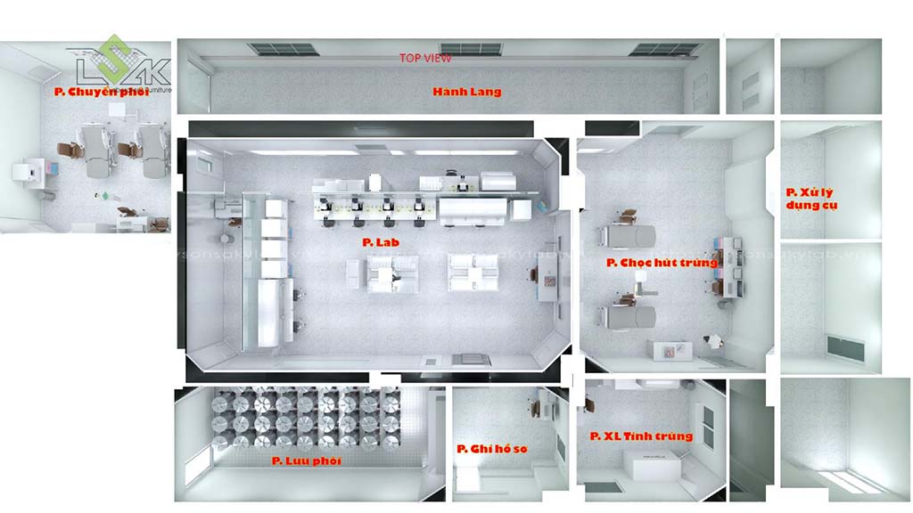 Bản vẽ thiết kế 3d các phòng lab tại bệnh viện Từ Dũ