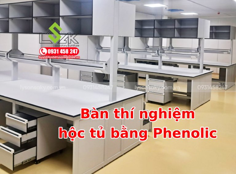 Bàn thí nghiệm Phenolic hộc tủ bằng Phenolic