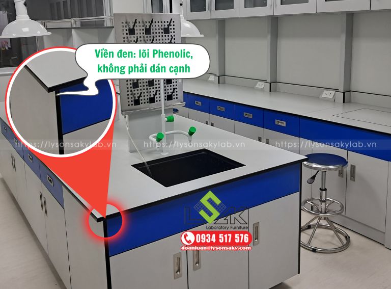 Bàn thí nghiệm Phenolic- cách phân biệt với vật liệu khác