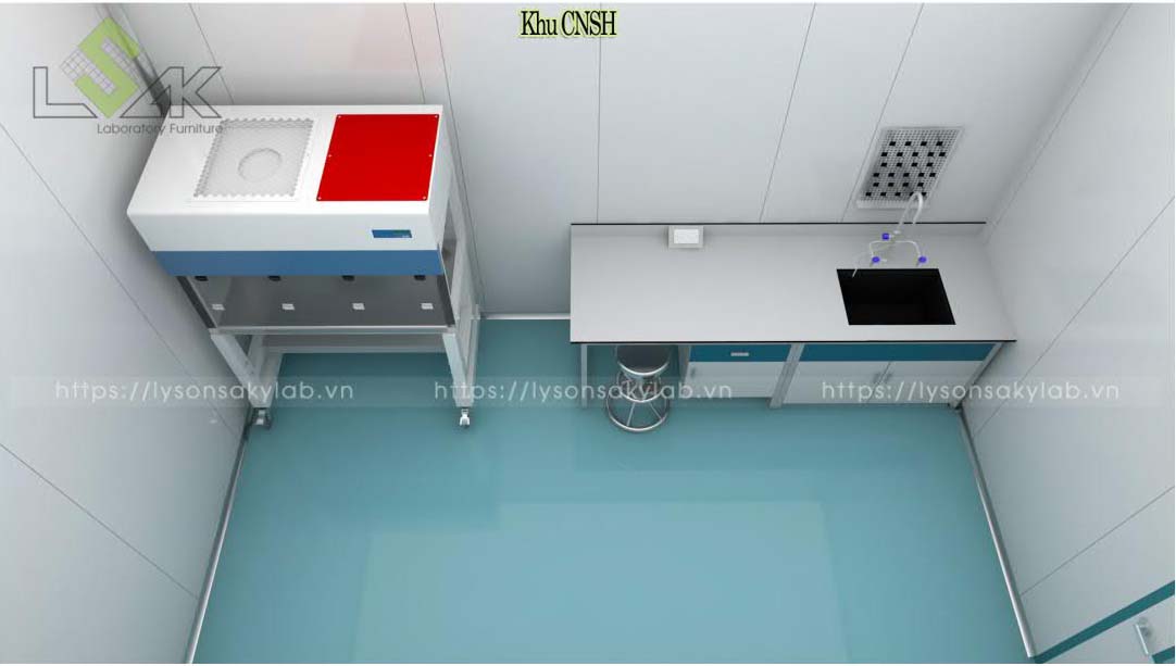 Tủ cấy vi sinh thiết kế nội thất phòng lab nhà máy sản xuất thuốc thú y - thủy sản UV Việt Nam