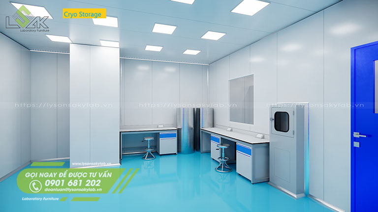 Thiết kế phòng Cryo Storage Room phòng thí nghiệm Ngân hàng lưu trữ tế bào gốc FSCB - Cryoviva