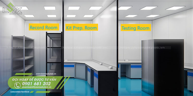 Thiết kế phòng Testing Room, Kit Preparation Room, Record Room phòng thí nghiệm Ngân hàng lưu trữ tế bào gốc FSCB - Cryoviva