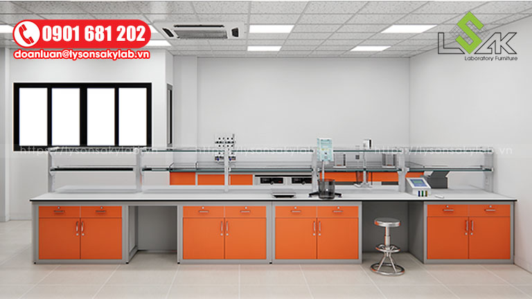 Hệ thống nội thất được thiết kế đặc biệt để sử dụng trong các phòng thí nghiệm mỹ phẩm.