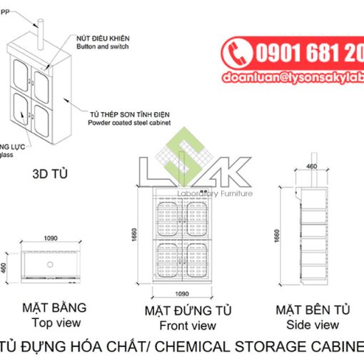 Bản vẽ tủ đựng hoá chất / chemical storage cabinet