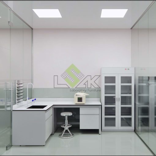Bàn thí nghiệm áp tường hình chữ l có chậu rửa LSK-LWS1.7