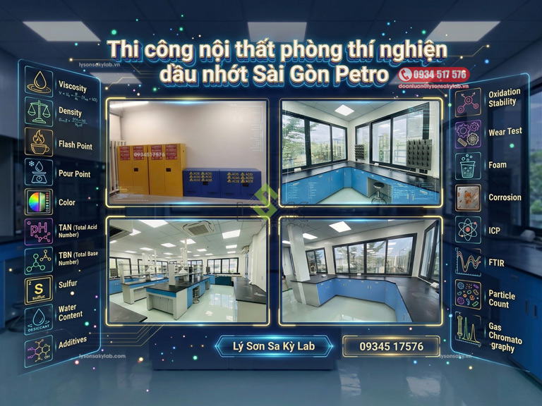 Thi công nội thất phòng thí nghiệm dầu nhớt Saigon Petro