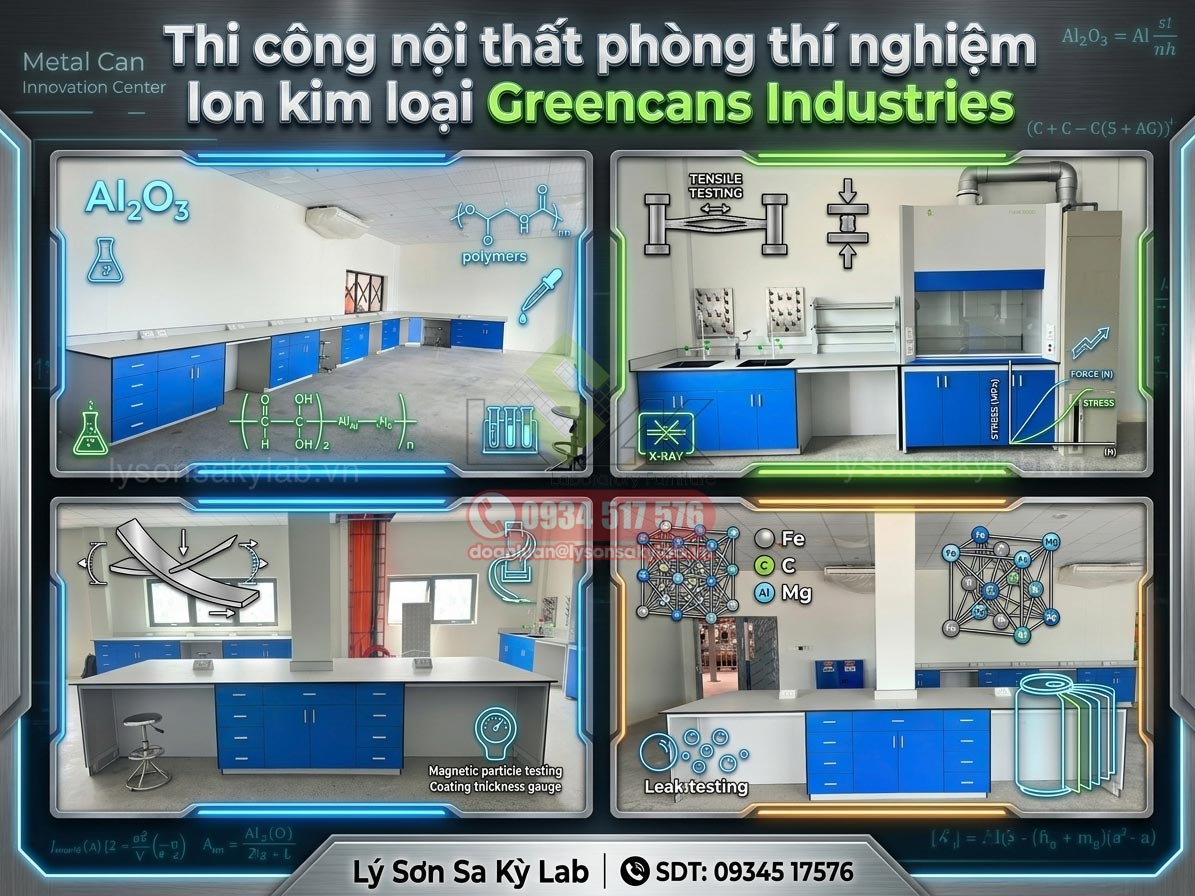 Thi công nội thất phòng thí nghiệm lon kim loại Greencans Industries Việt nam