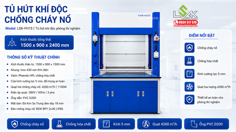 Tủ hút khí độc chống cháy nổ LSK-FH15