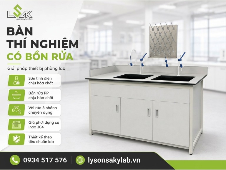 Bàn thí nghiệm có bồn rửa