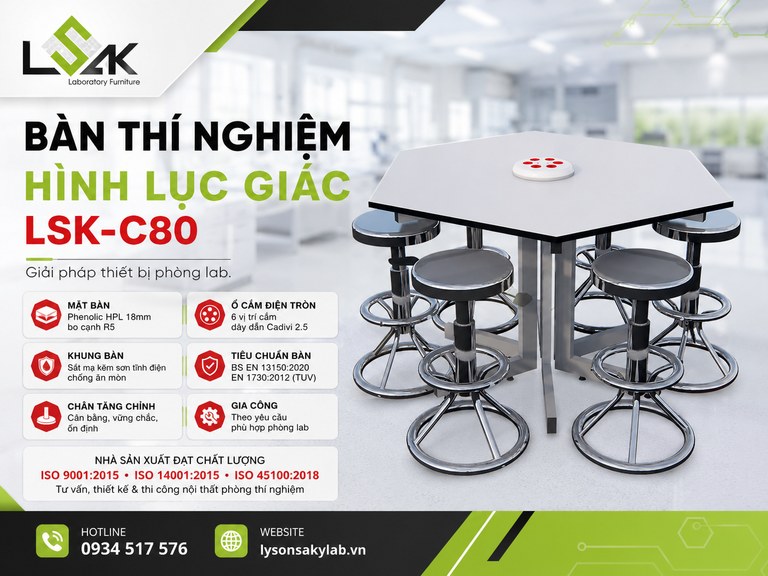 Bàn thí nghiệm hình lục giác LSK-C80