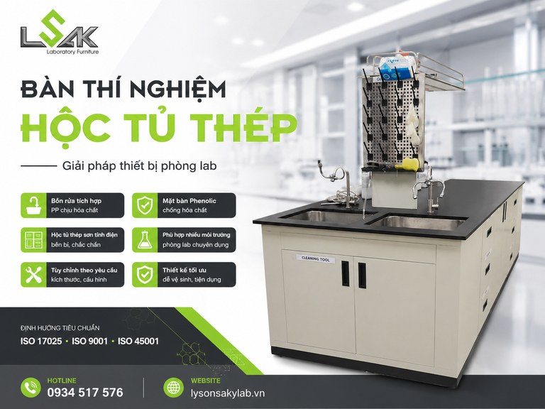 Bàn thí nghiệm hộc tủ thép