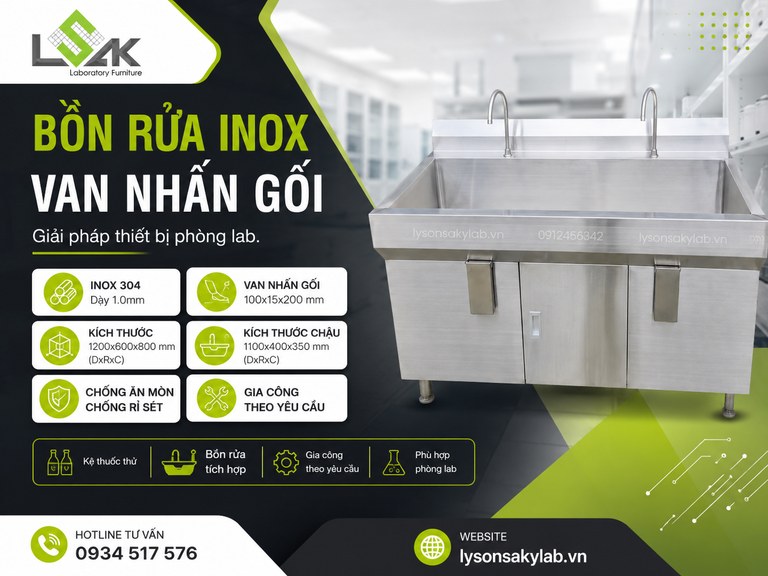 Bồn rửa inox van nhấn gối