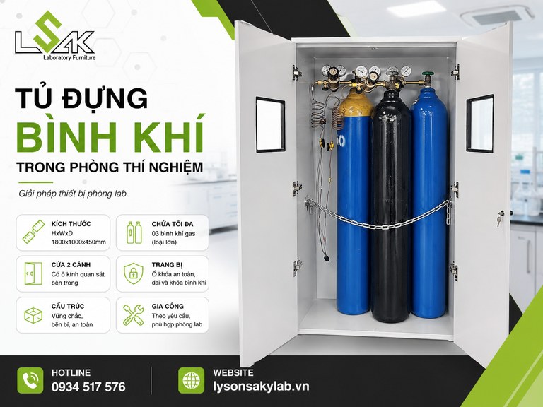 Tủ đựng bình khí trong phòng thí nghiệm