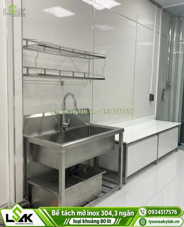 Bể tách mỡ inox 304, 3 ngăn – loại khoảng 80 lít