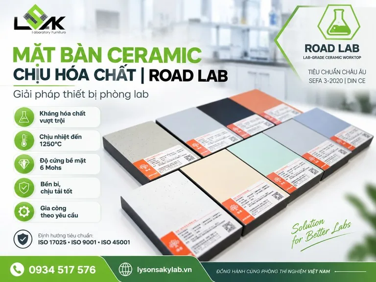 Mặt bàn Ceramic chịu hóa chất | Road Lab