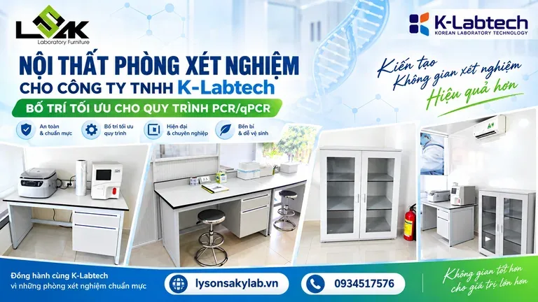 Nội thất phòng xét nghiệm cho Công ty TNHH K-Labtech: bố trí tối ưu cho quy trình PCR/qPCR
