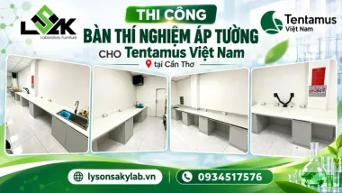 Thi công bàn thí nghiệm áp tường cho Tentamus Việt Nam tại Cần Thơ