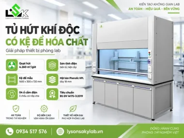 Tủ hút khí độc có kệ để hóa chất